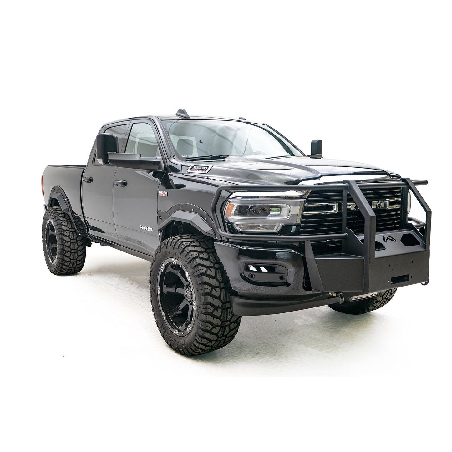 Fab Fours Winch Mount Full Grill Guard 2 Stage Matte Black Powder Coated l DR19-N4470-1