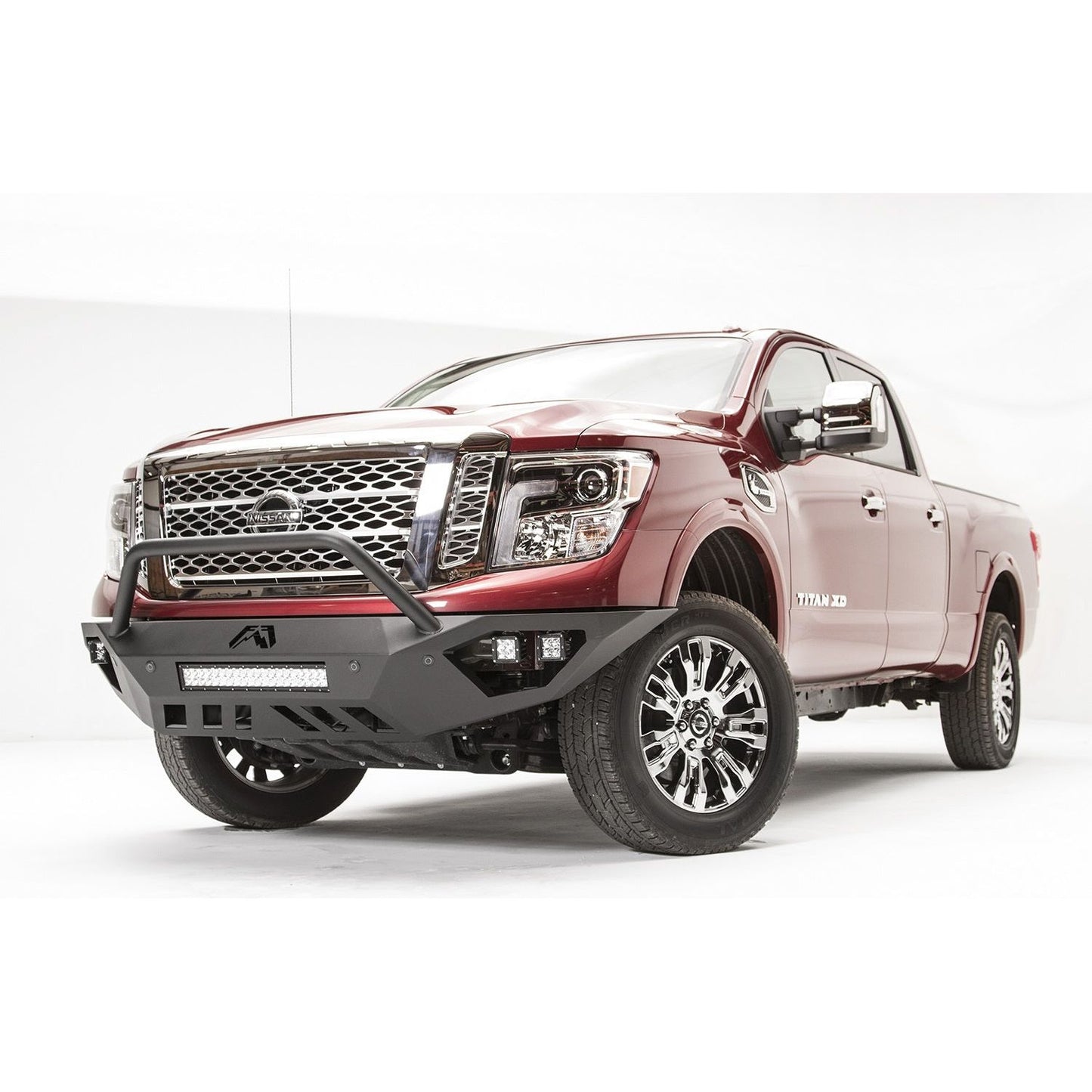 Fab Fours Vengeance Front Bumper 2 Stage Black Powder Coated w/Pre-Runner Guard w/Sensors l NT16-D3752-1