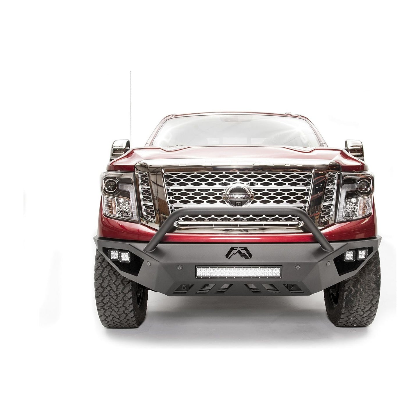 Fab Fours Vengeance Front Bumper 2 Stage Black Powder Coated w/Pre-Runner Guard w/Sensors l NT16-D3752-1
