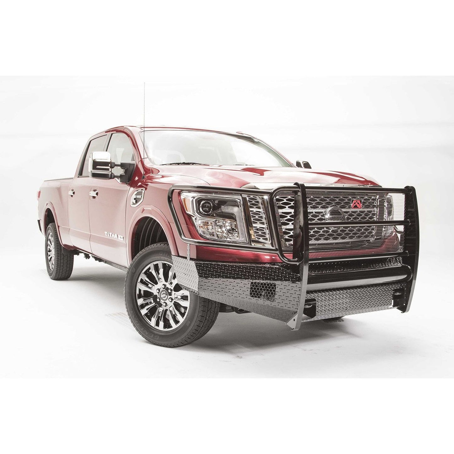 Fab Fours Black Steel Front Bumper 2 Stage Black Powder Coated w/Full Guard w/Tow Hooks l NT16-K3760-1