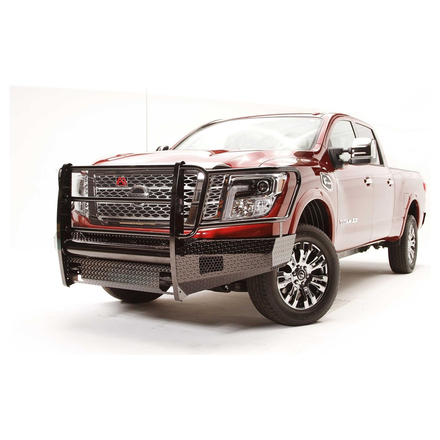 Fab Fours Black Steel Front Bumper 2 Stage Black Powder Coated w/Full Guard w/Tow Hooks l NT16-K3760-1