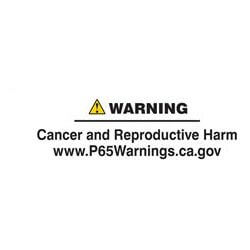 WARNING label indicating Cancer and Reproductive Harm with a link to www.P65Warnings.ca.gov.