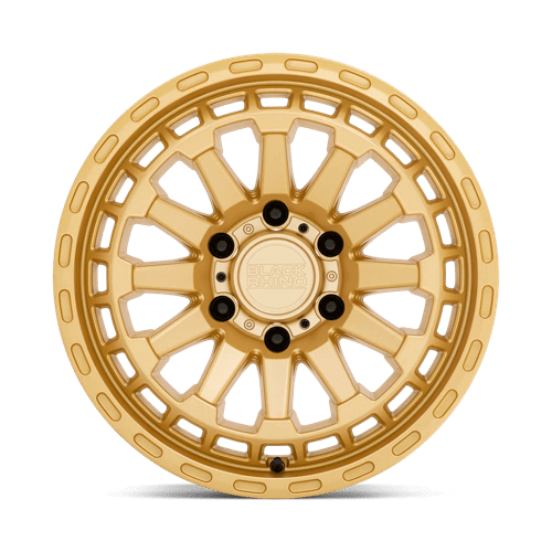 Black Rhino RAID Gold wheel featuring a concave multi-spoke design in a striking gold finish.