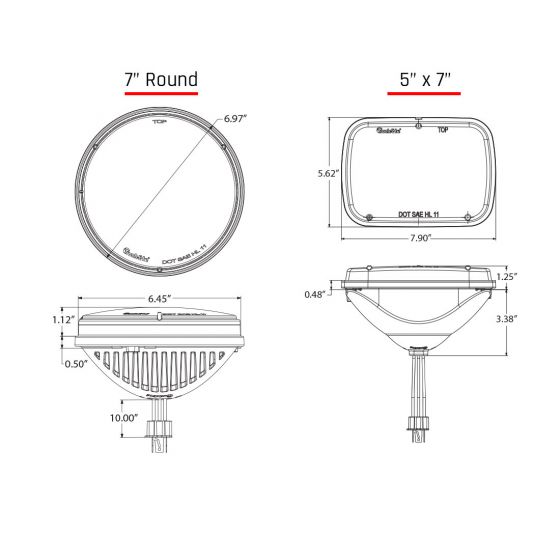 RIGID 7' HEADLIGHT KIT ROUND WITH PWM ADAPTOR PAIR