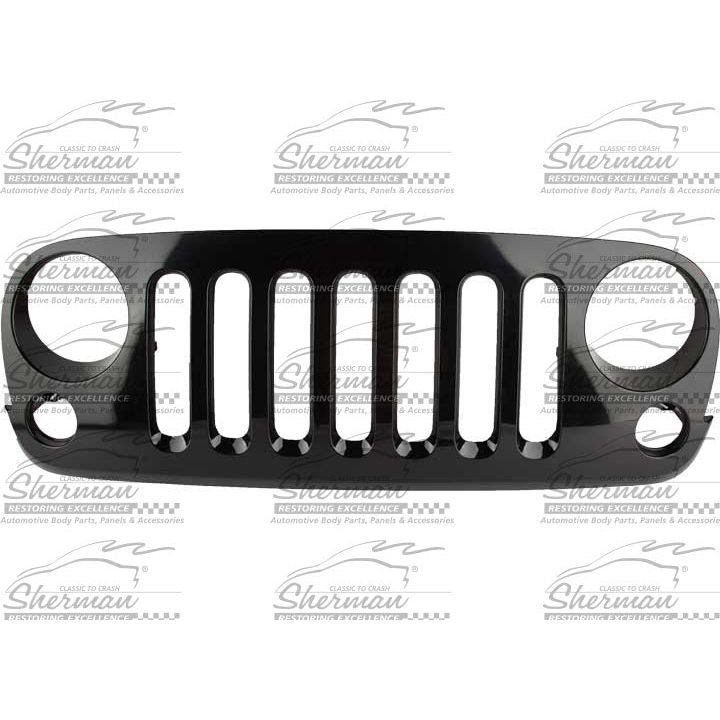 Sherman Grill Matte Black - Paint to Match - for Jeep Wrangler 2007-2018 JK 023-99