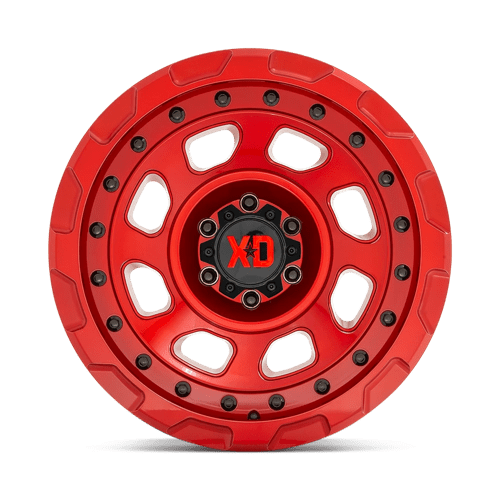 XD XD861 STORM Candy Red wheel showcasing rugged design for off-road trucks and SUVs.