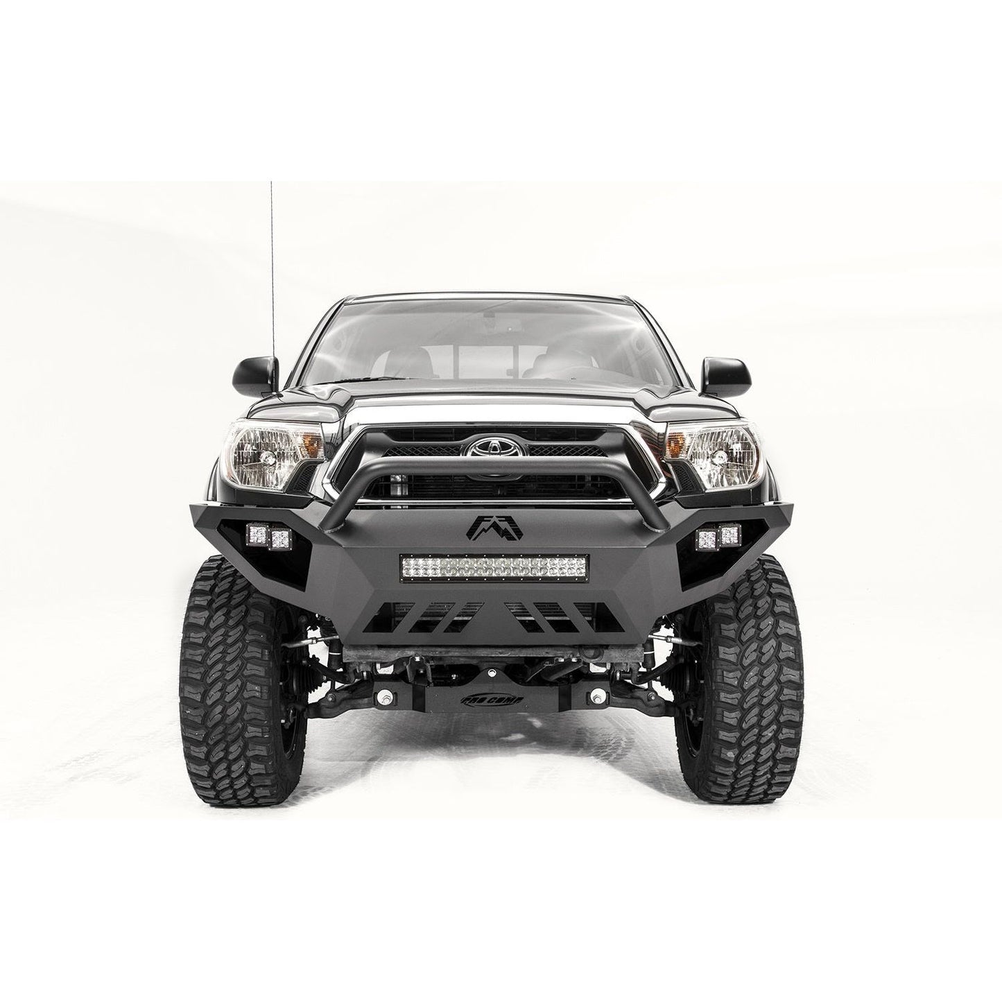 Fab Fours Vengeance Front Bumper 2 Stage Black Powder Coated w/Pre-Runner Grill Guard l TT12-D1652-1
