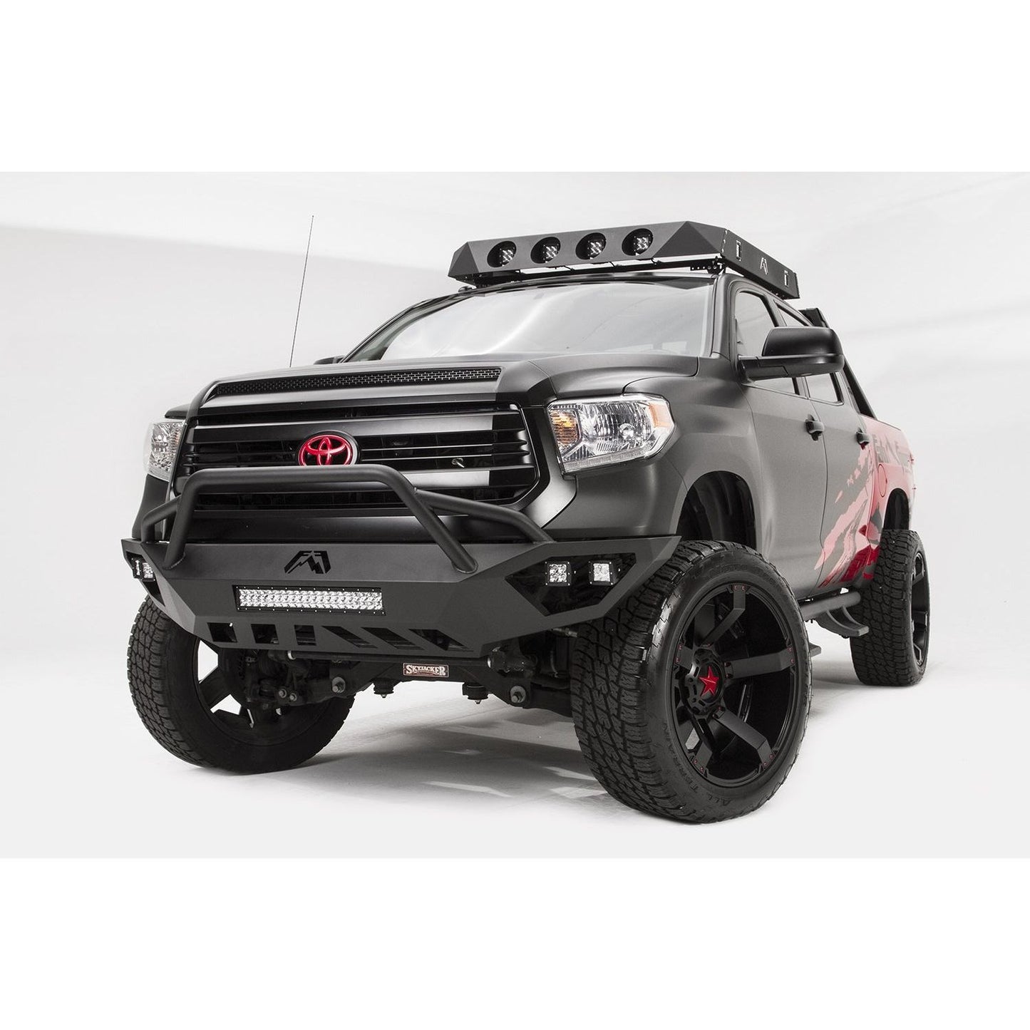 Fab Fours Vengeance Front Bumper 2 Stage Black Powder Coated Pre-Runner Guard l TT14-D2852-1