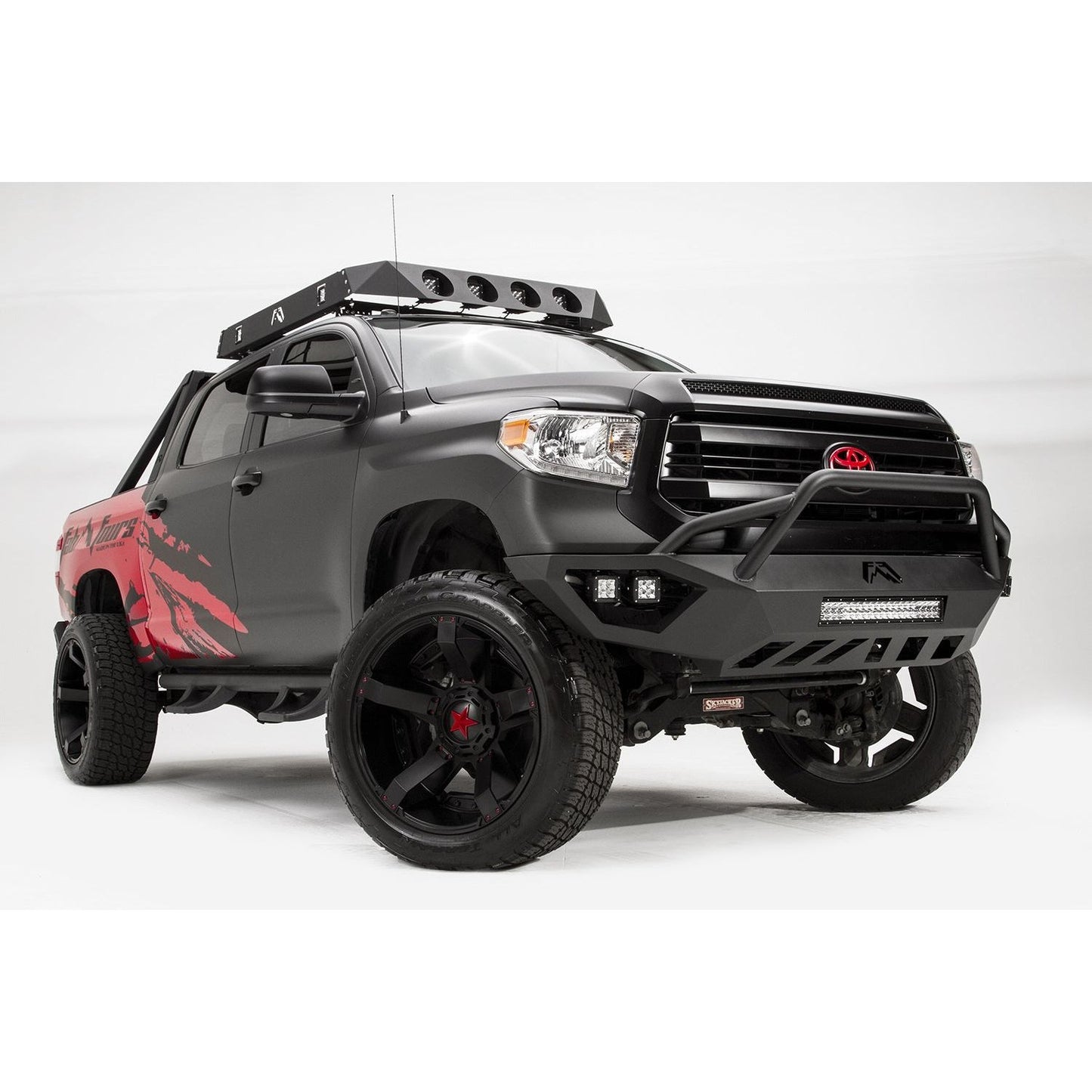 Fab Fours Vengeance Front Bumper 2 Stage Black Powder Coated Pre-Runner Guard l TT14-D2852-1