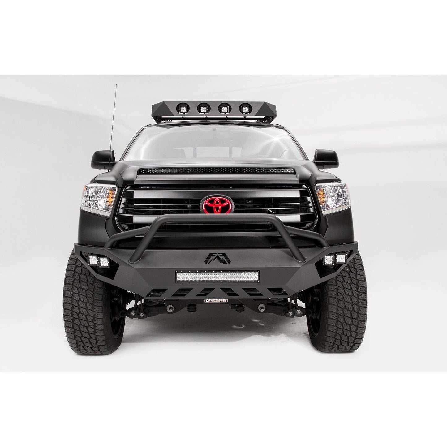 Fab Fours Vengeance Front Bumper 2 Stage Black Powder Coated Pre-Runner Guard l TT14-D2852-1
