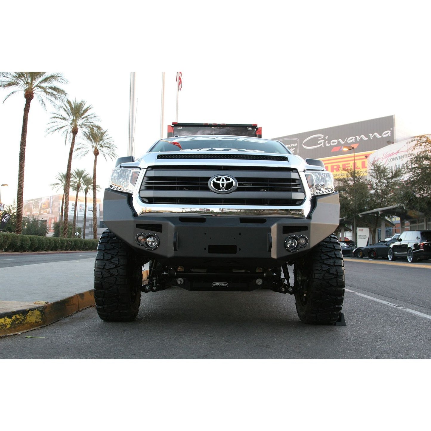 Fab Fours Premium Winch Front Bumper 2 Stage Black Powder Coated w/o Grill Guard Incl. 90mm Fog Lamps/60mm Turn Lights D-Ring Mounts l TT14-H2851-1