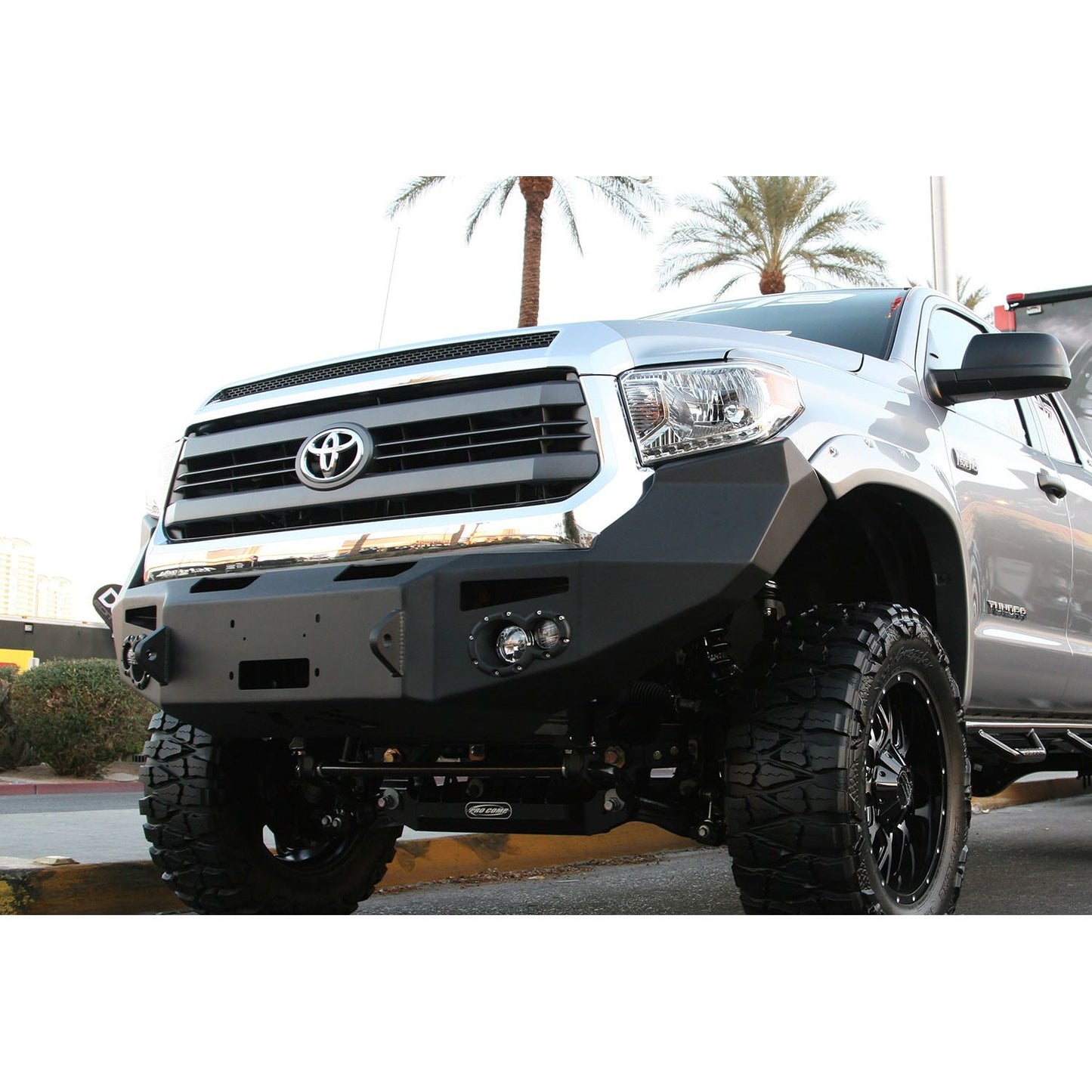 Fab Fours Premium Winch Front Bumper 2 Stage Black Powder Coated w/o Grill Guard Incl. 90mm Fog Lamps/60mm Turn Lights D-Ring Mounts l TT14-H2851-1