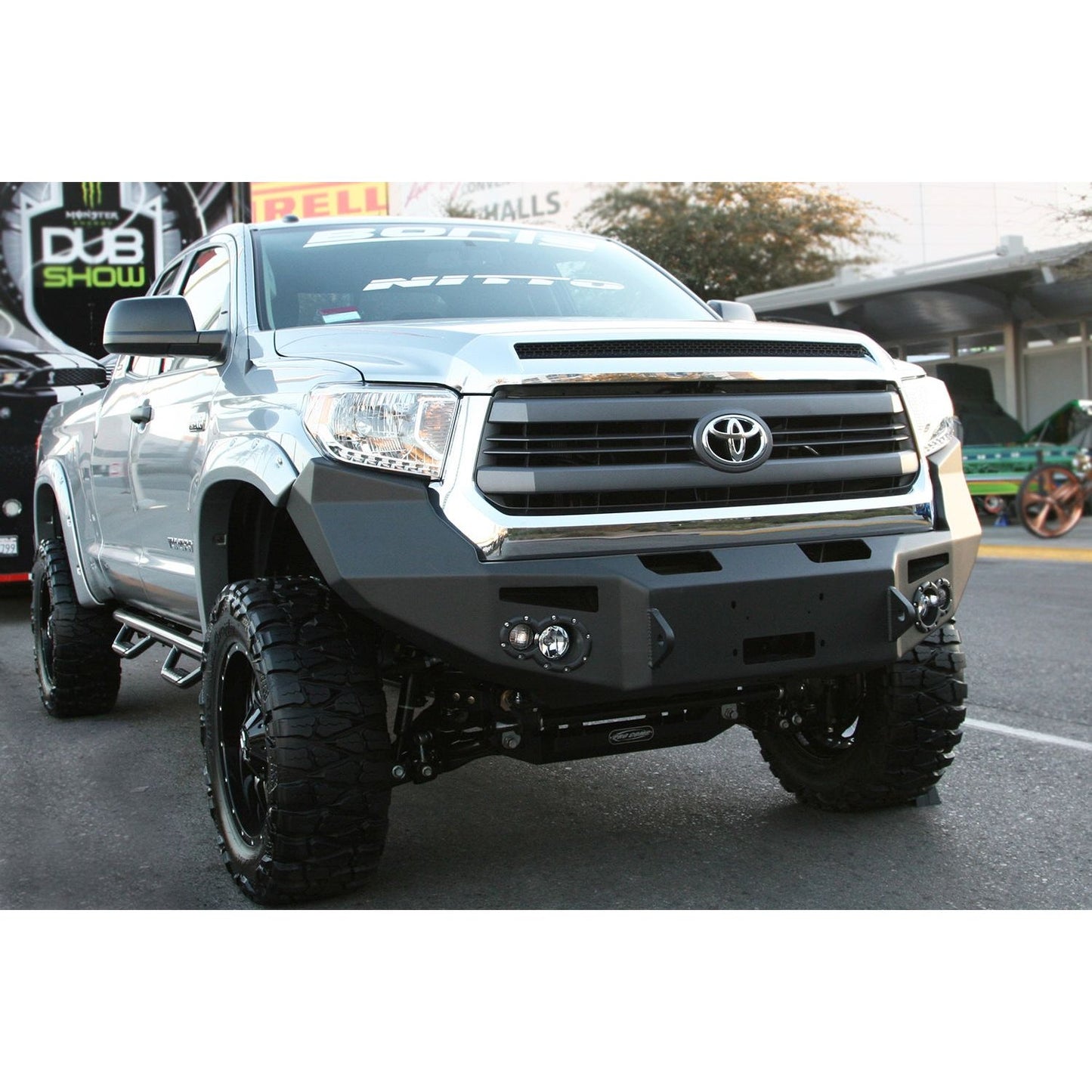 Fab Fours Premium Winch Front Bumper 2 Stage Black Powder Coated w/o Grill Guard Incl. 90mm Fog Lamps/60mm Turn Lights D-Ring Mounts l TT14-H2851-1