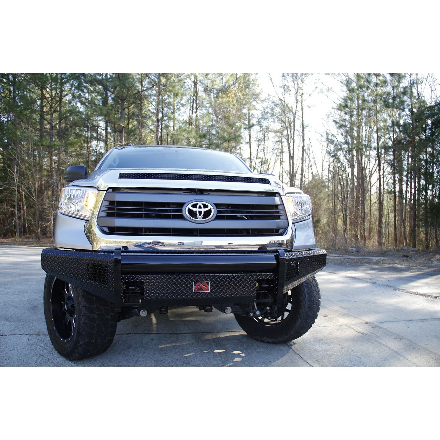 Fab Fours Black Steel Front Bumper 2 Stage Black Powder Coated w/o Grill Guard w/Tow Hooks l TT14-K2861-1