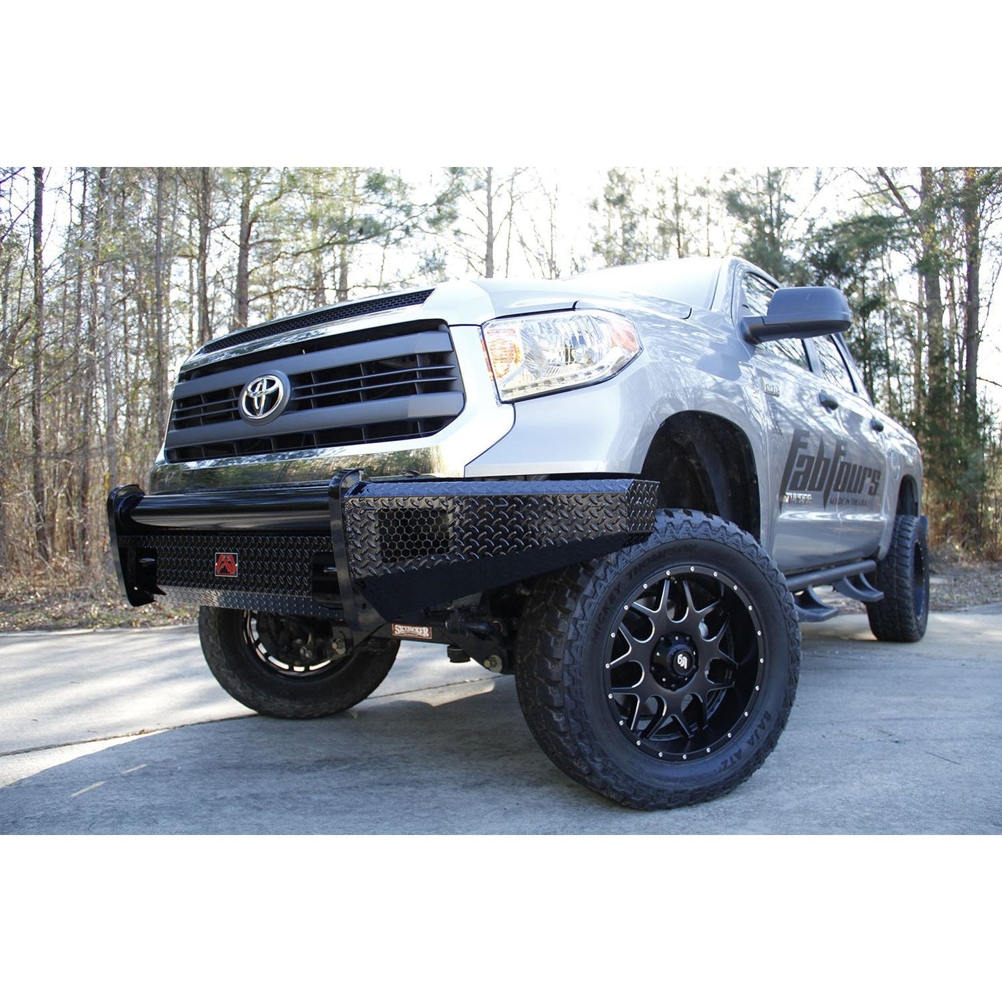Fab Fours Black Steel Front Bumper 2 Stage Black Powder Coated w/o Grill Guard w/Tow Hooks l TT14-K2861-1
