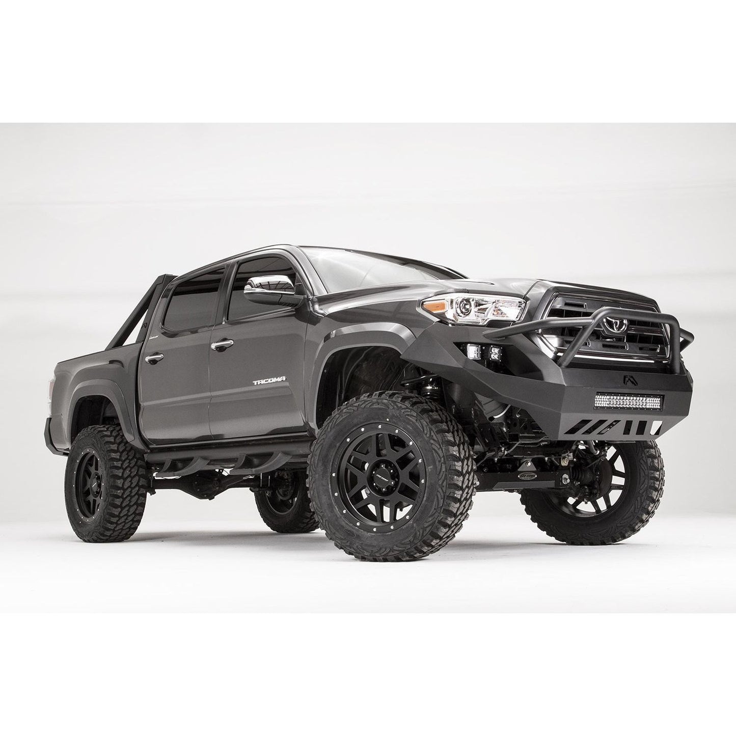 Fab Fours Vengeance Front Bumper 2 Stage Black Powder Coated Pre-Runner Guard l TT16-D3652-1