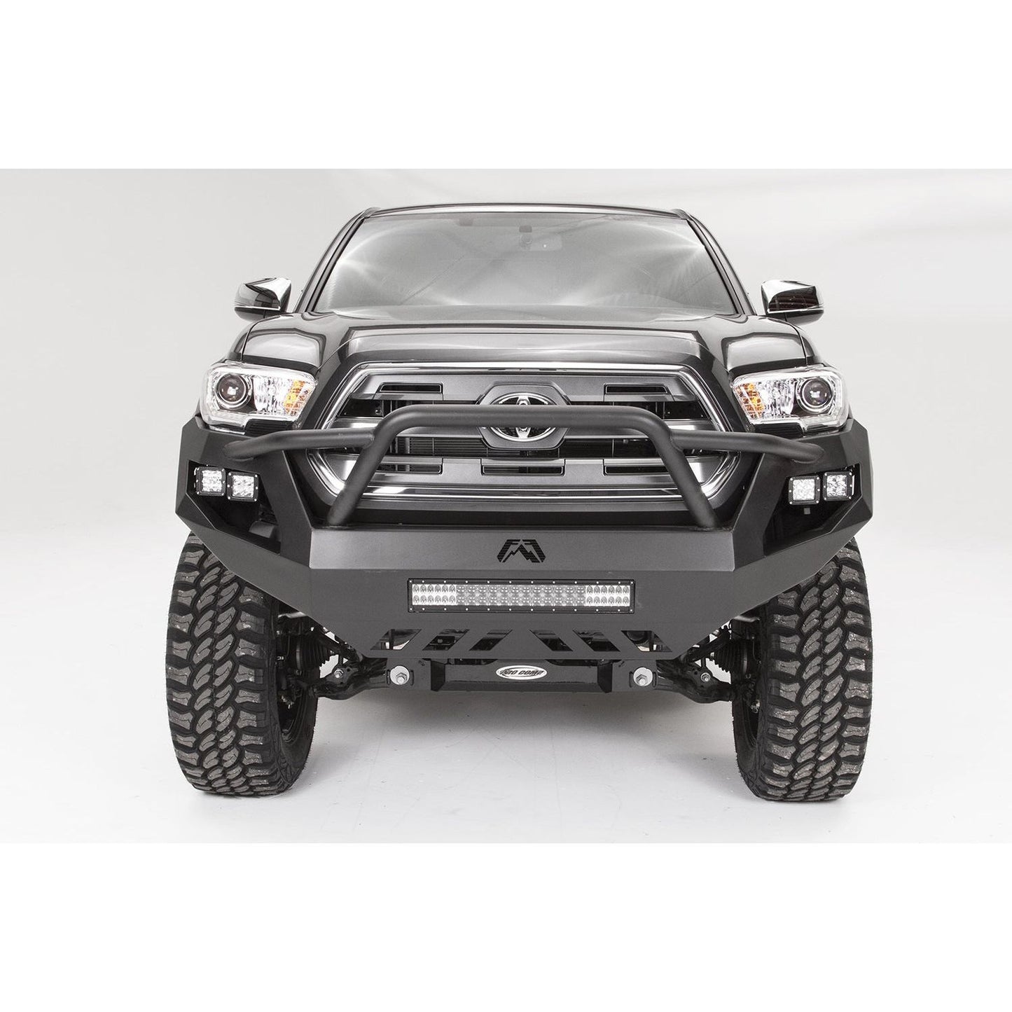 Fab Fours Vengeance Front Bumper 2 Stage Black Powder Coated Pre-Runner Guard l TT16-D3652-1