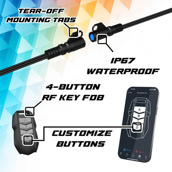 XKGLOW | XKmax RGB Addressable Accent Light Strip App Control Kit for Jeep | App-controlled 2x36in Kit | MX-BG-JP-STA