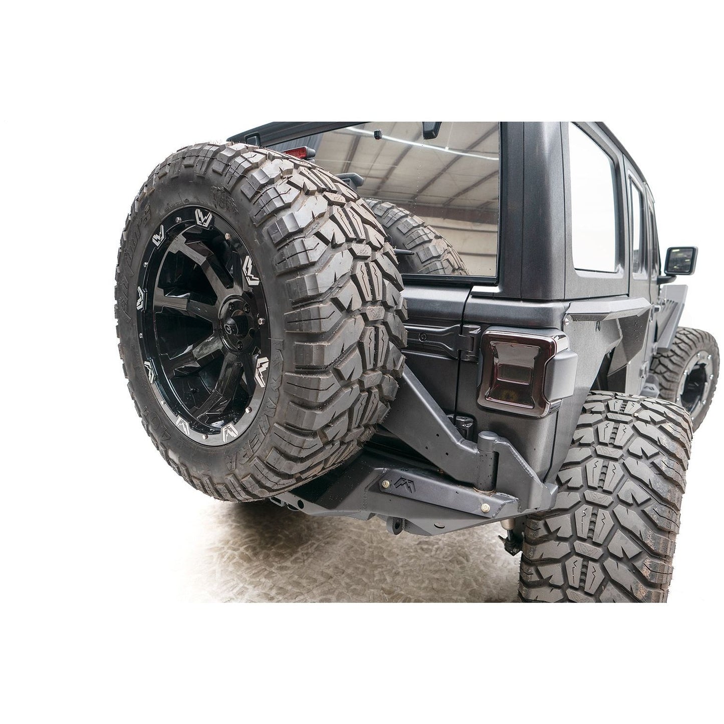 Fab Fours Off The Door Tire Carrier 2 Stage Matte Black Powder Coated l JL18-Y1851T-1