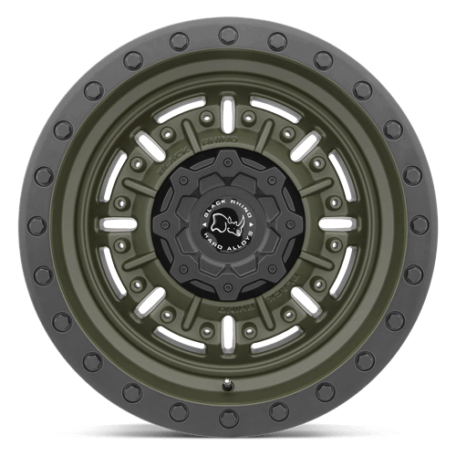 Black Rhino ABRAMS Olive Drab Green wheel with rugged design and aggressive deep lip detail.