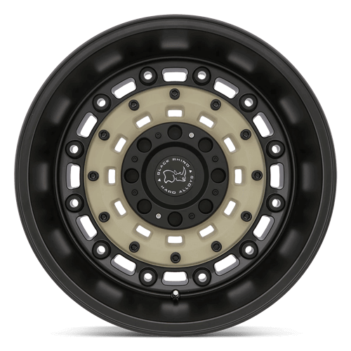 Black Rhino ARSENAL Sand On Black wheel showcasing a military-inspired design and bolted face accents.