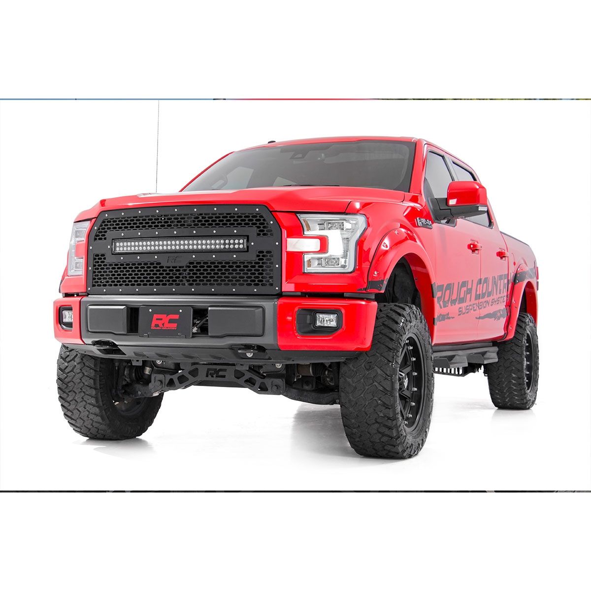 ROUGH COUNTRY Mesh Grille | 30" Dual Row LED | Black Ser | Ford F-150 2WD/4WD (2015-2017) | 70193DRL
