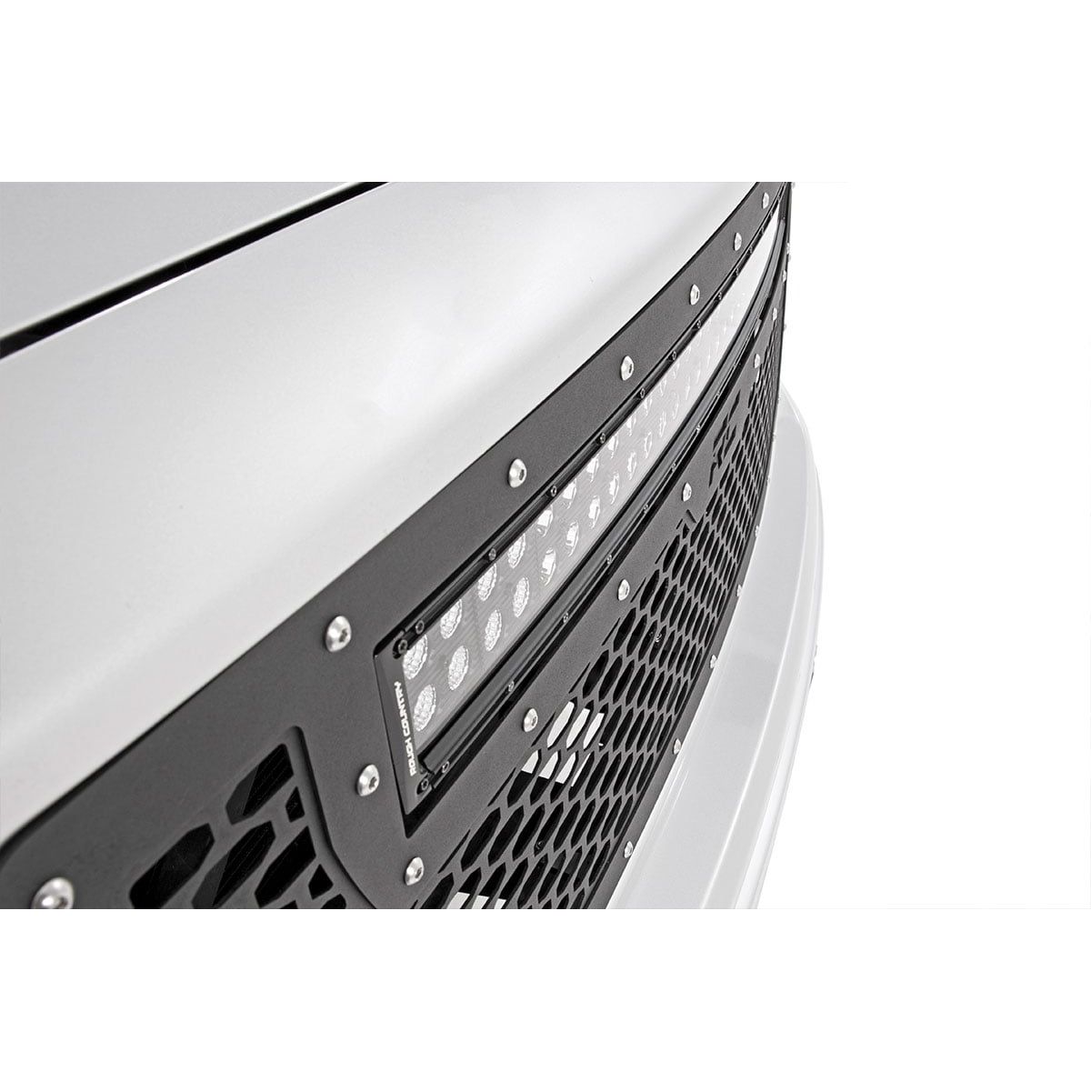 ROUGH COUNTRY Mesh Grille | 30" Dual Row LED | Black | GMC Sierra 1500 2WD/4WD (2014-2015) | 70190