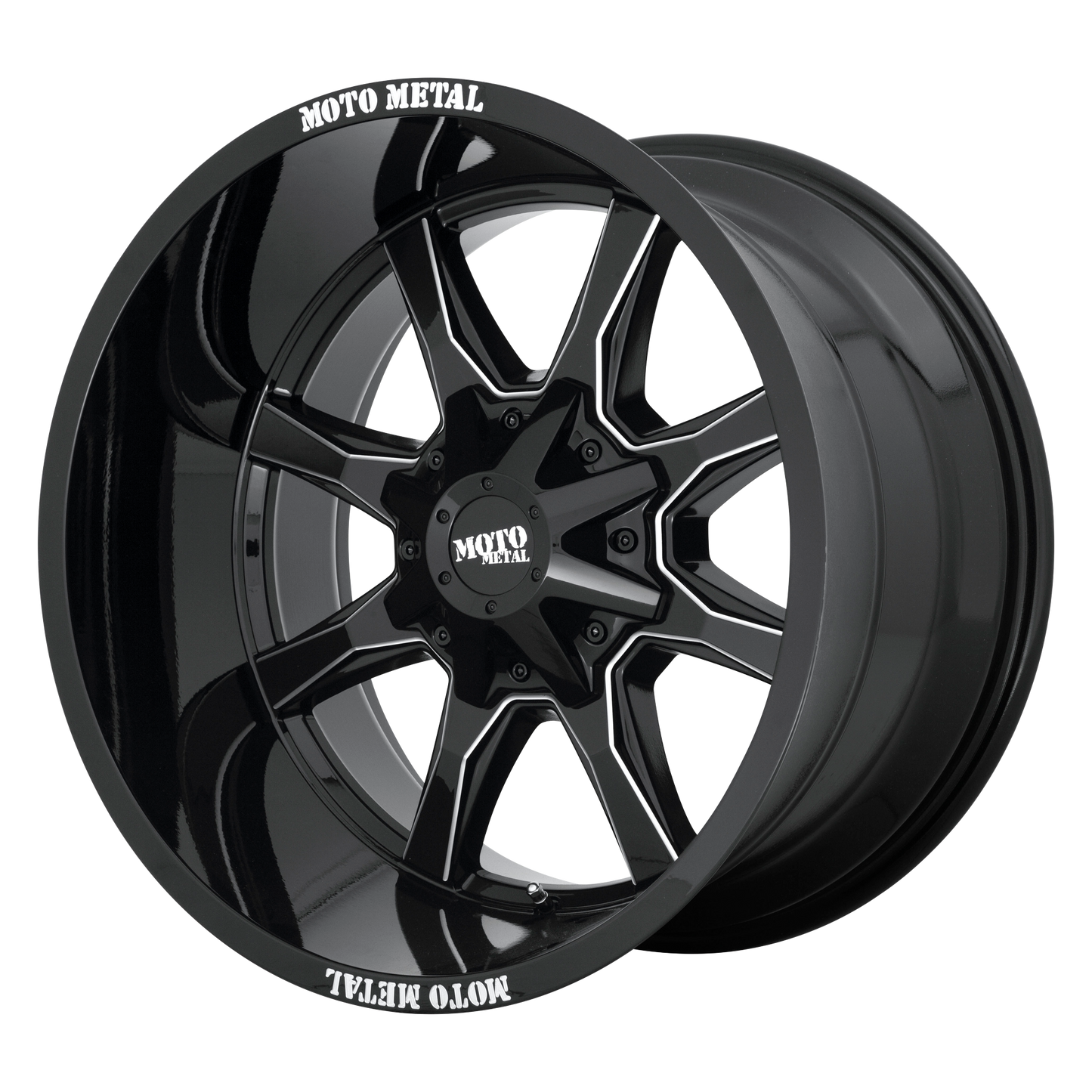 Moto Metal MO970 GLOSS BLACK WITH MILLED SPOKE & MOTO METAL ON LIP
