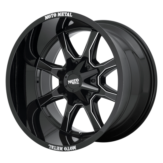 Moto Metal MO970 GLOSS BLACK WITH MILLED SPOKE & MOTO METAL ON LIP