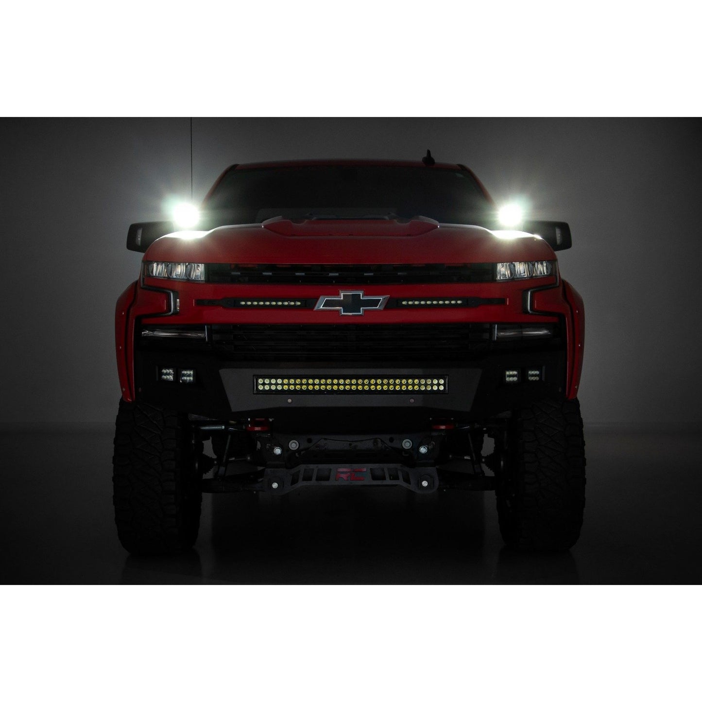 ROUGH COUNTRY LED Light Kit | Ditch Mount | 2" Black Pair | Amber DRL | Chevy Silverado 1500 (19-24) | 70844