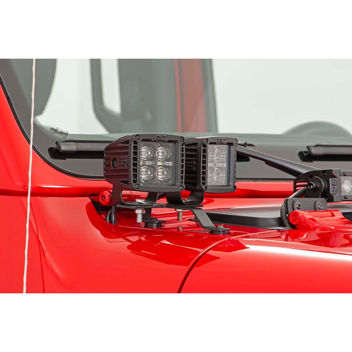 ROUGH COUNTRY LED Light Kit | Quad | Cowl Mount | 2" Black | Amber DRL | Jeep Gladiator JT/Wrangler JL (18-25) | 70823