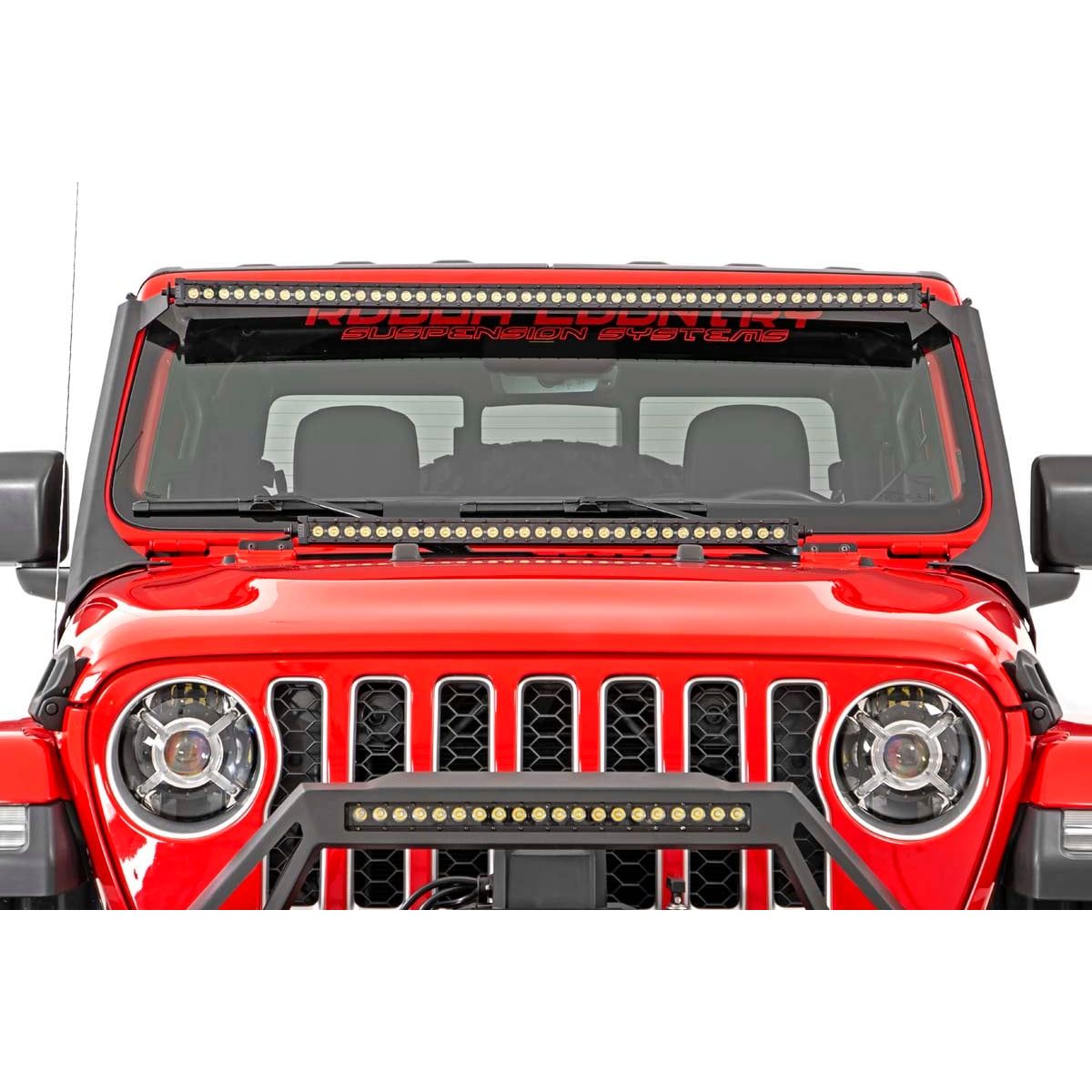 ROUGH COUNTRY LED Light Kit | Windshield Mount | 50" BLK Dual Row | Jeep Gladiator JT/Wrangler JL (18-25) | 70069