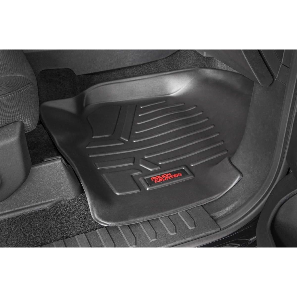 ROUGH COUNTRY Floor Mats | FR & RR | FR Buckets | Ford F-150 (15-25)/F-150 Lightning (22-25)/Raptor (17-25) | M-51515