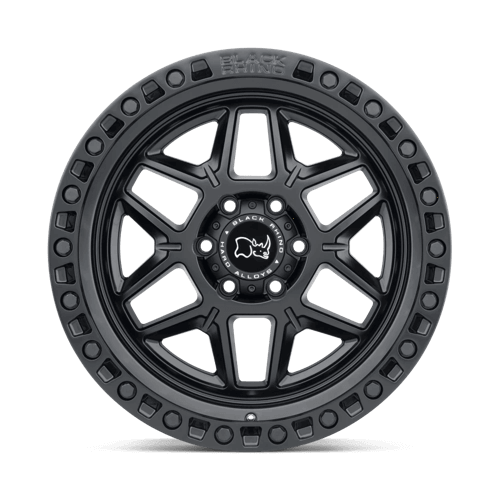 Black Rhino KELSO Matte Black wheel showcasing rugged monoblock design with simulated beadlock ring.