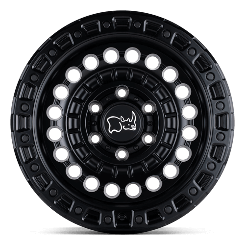 Black Rhino SENTINEL Matte Black off-road wheel with technical mil-spec profile and simulated beadlock ring.