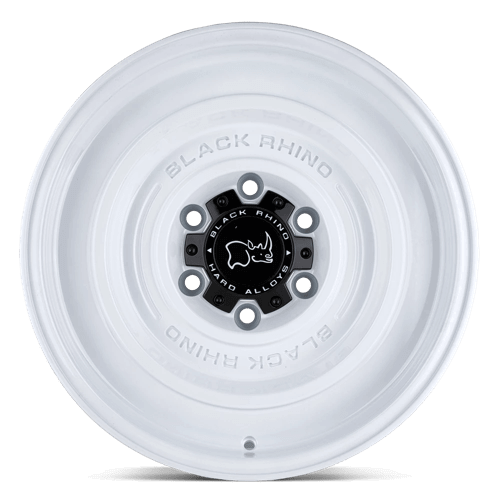 Black Rhino SOLID Gloss White wheel showcasing a sleek monoblock design with no exposed hardware.