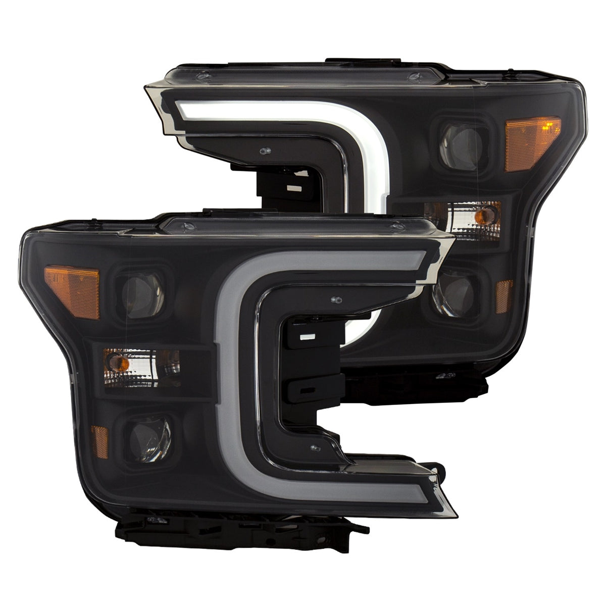 Anzo LED Projector Plank Style Switchback Headlights Black-Amber (Ford F-150 2018-Current) 111400