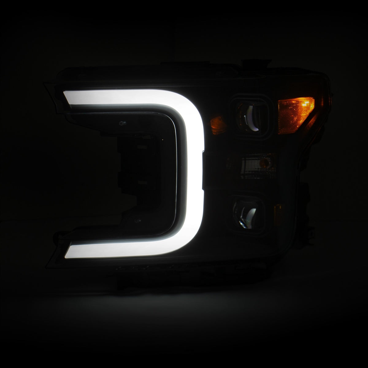 Anzo LED Projector Plank Style Switchback Headlights Black-Amber (Ford F-150 2018-Current) 111400