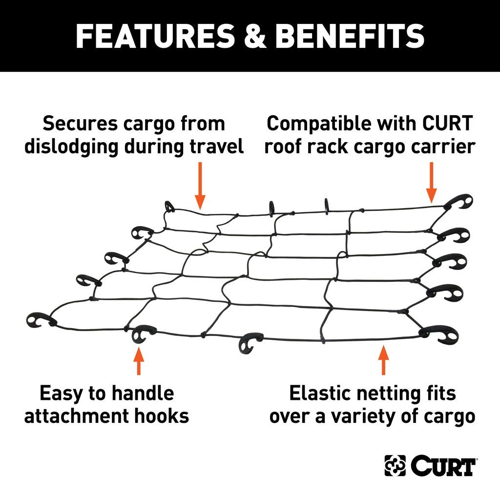 CURT 44 x 38 Elastic Cargo Net for Roof Basket 18200