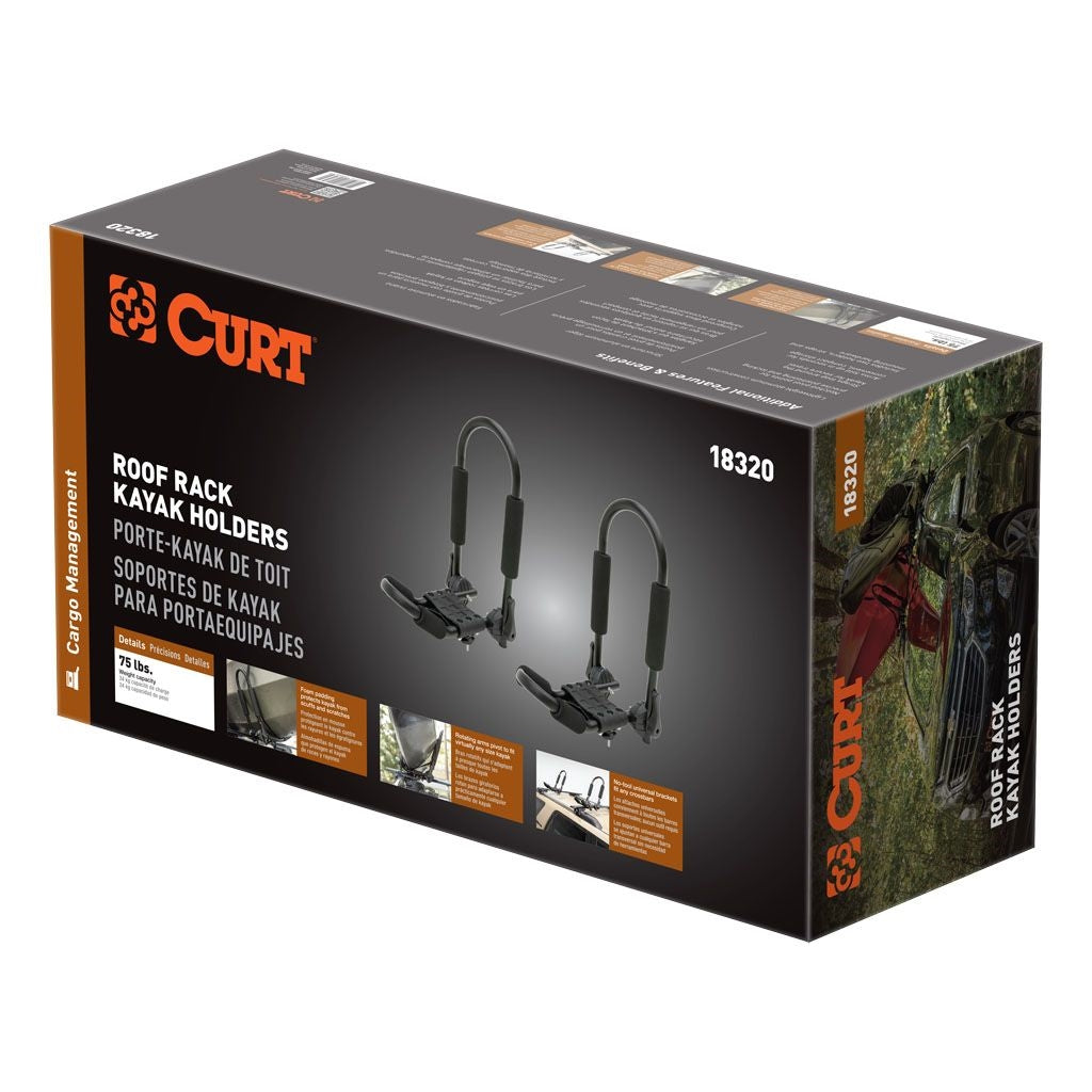 Curt Manufacturing Adjustable Aluminum Roof Rack Kayak Holders (Universal) 18320