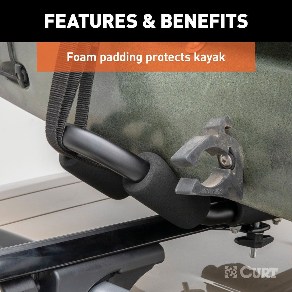 Curt Manufacturing Adjustable Aluminum Roof Rack Kayak Holders (Universal) 18320