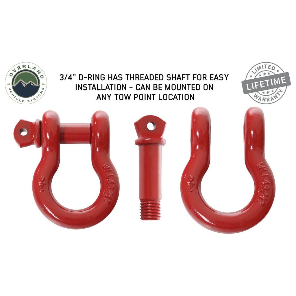 Overland Vehicle Systems Recovery Shackle 3-4" 4.75 Ton Red