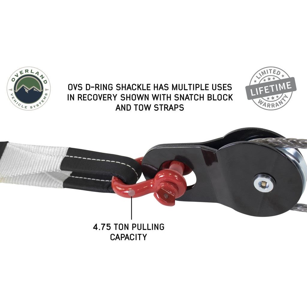 Overland Vehicle Systems Recovery Shackle 3-4" 4.75 Ton Red