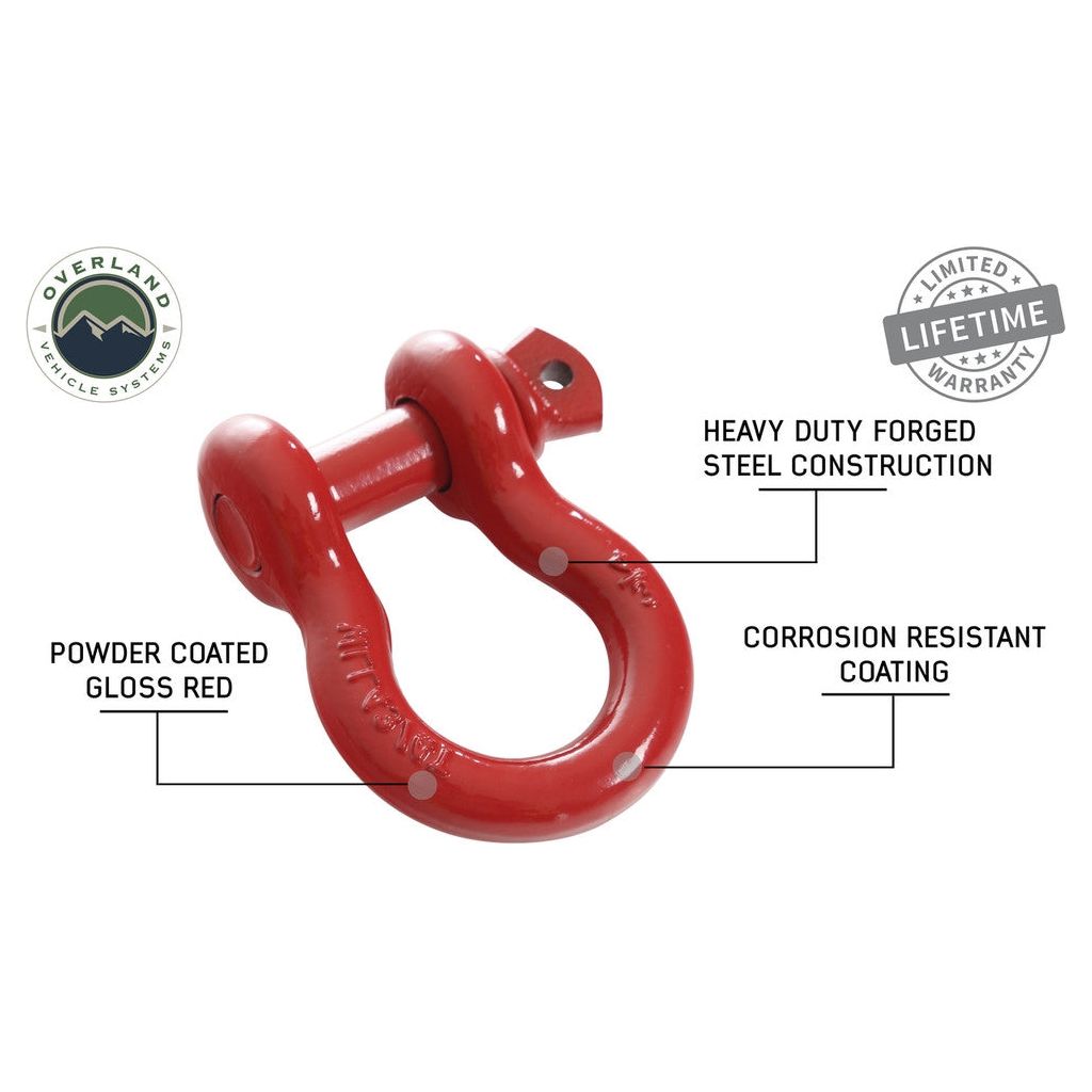 Overland Vehicle Systems Recovery Shackle 3-4" 4.75 Ton Red