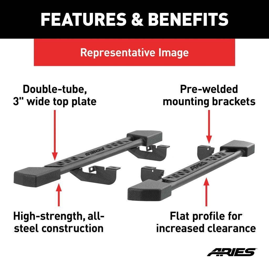 Aries Automotive Rocker Step Running Boards, Select Jeep Wrangler JL 2 Door Models 2074119