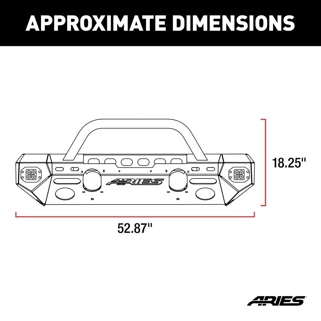 Aries Automotive Trailchaser Aluminum Front Bumper (Option 3) for 2018-C JL - Gladiator JT 2082094