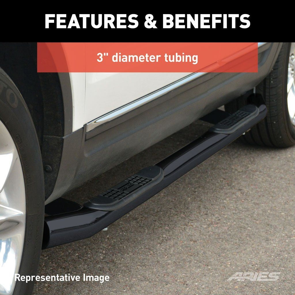 Aries Automotive  3" Round Black Steel Side Bars for 2021-C Ford Bronco 209045