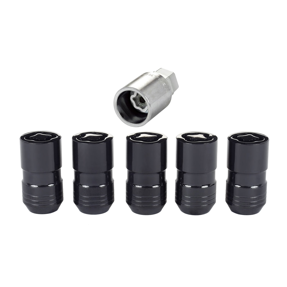 McGard Black Cone Seat Wheel Lock Set (M14 x 1.5 Thread Size) - Set of 5 Locks and 1 Key 24516