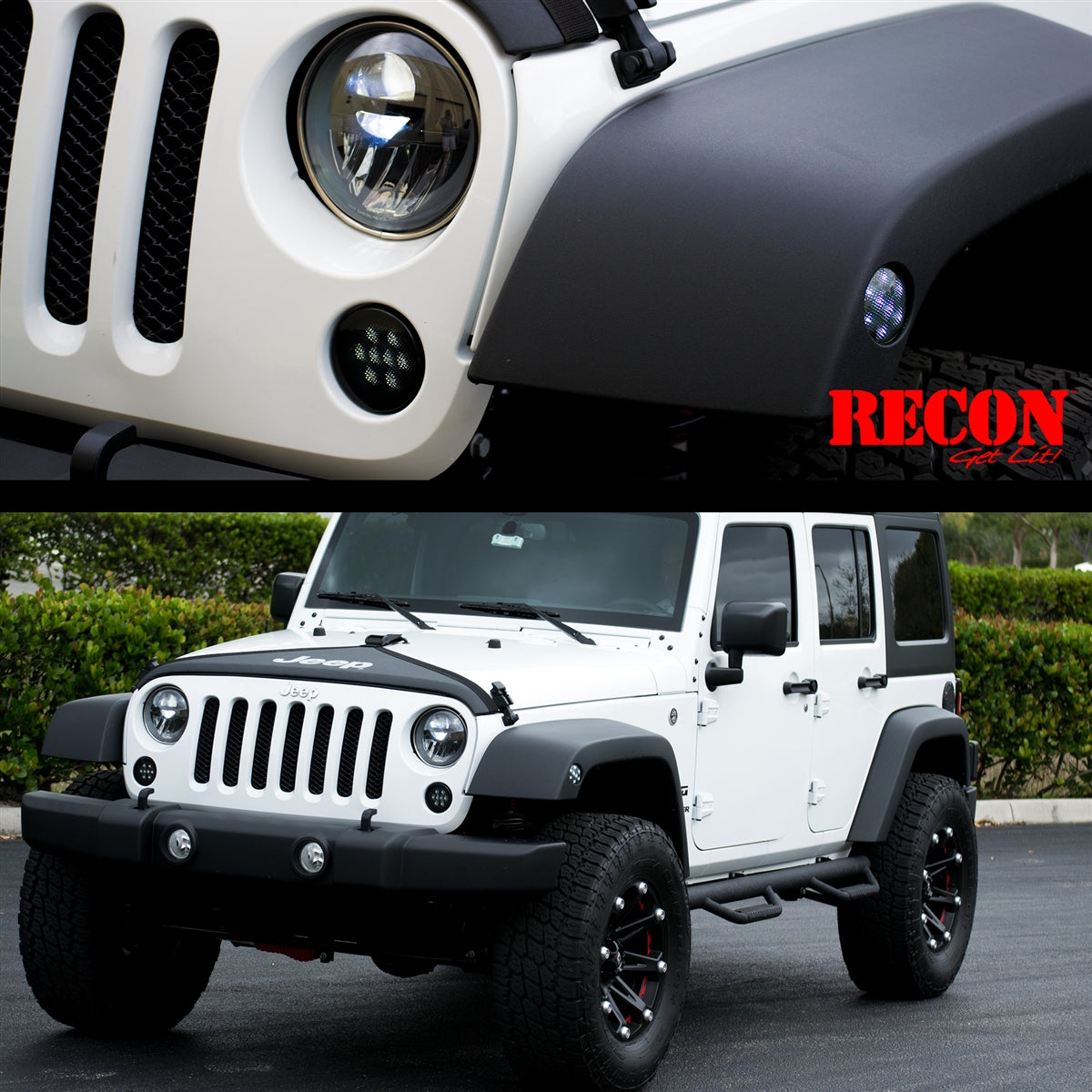 Recon Turn Signal Fender Lights (Smoked) for 2007-2018 JK 264134WHBK