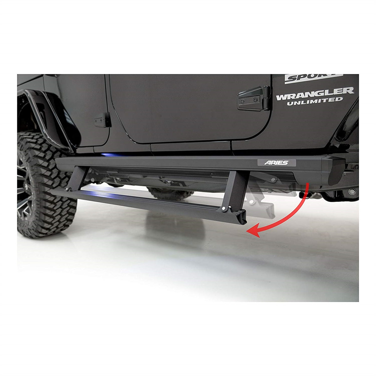 Aries Automotive ActionTrac Powered Running Boards For Jeep Wrangler JK 4 Door Models 3036570